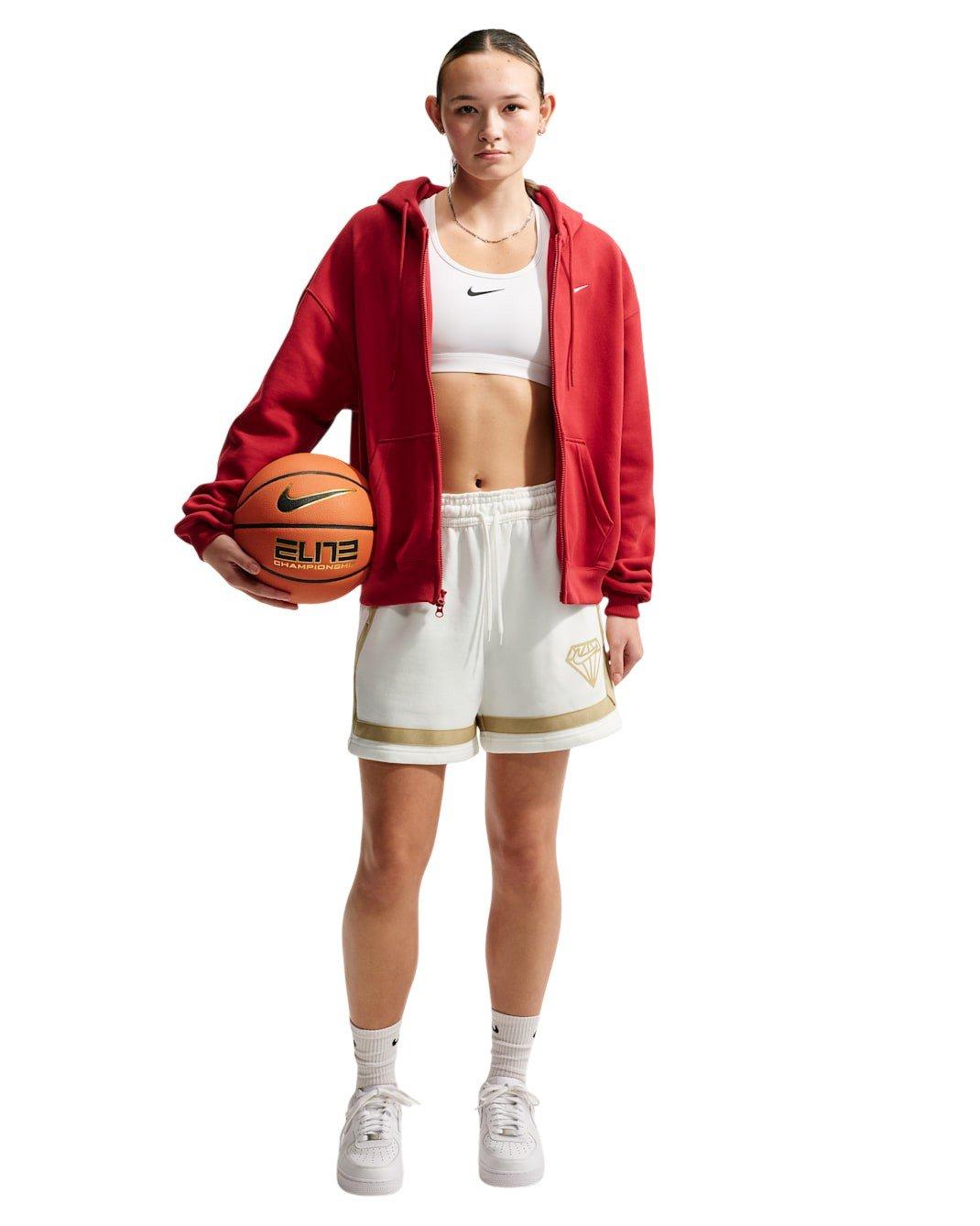 Nike Women's Crossover 5" Fleece Basketball Shorts - White/Gold - WHITE/GOLD